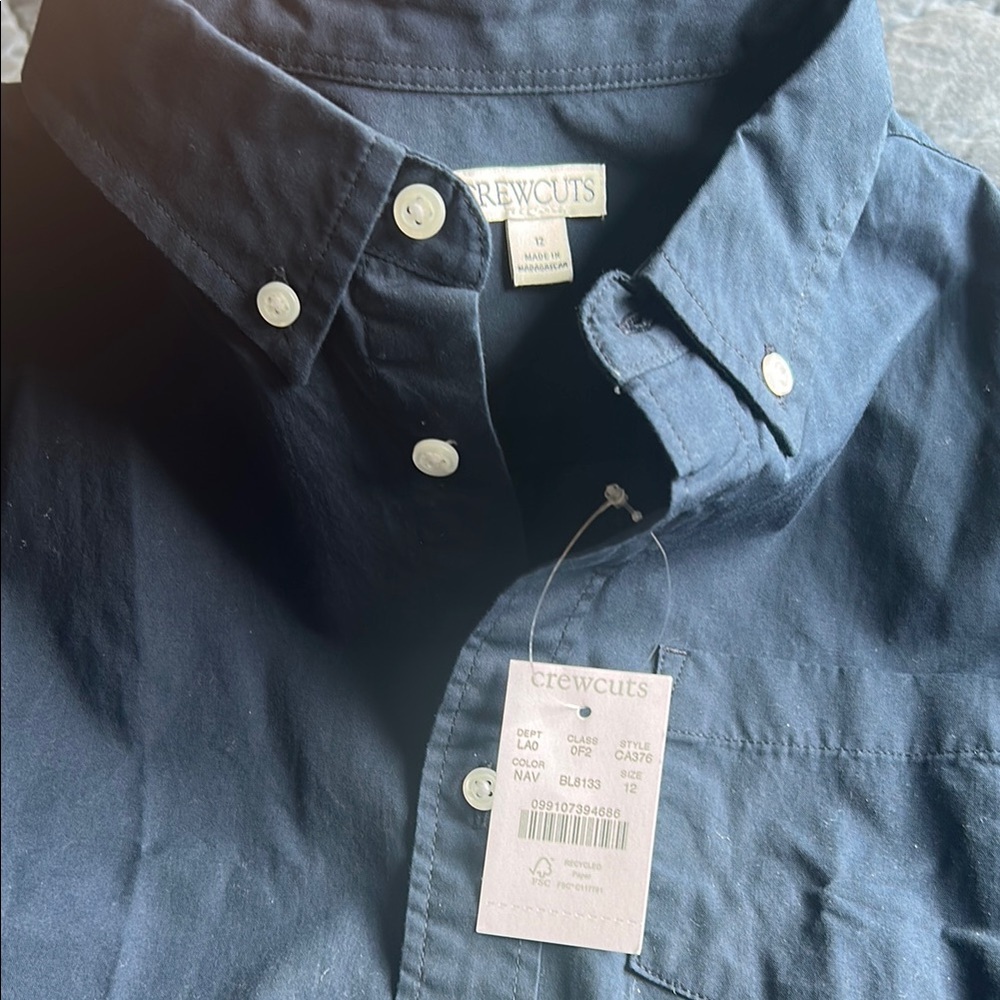 Crewcuts Dark Blue Button Down Shirt NWT